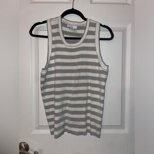 Halston Heritage Gray Striped Womens Sleeveless Sweater XL